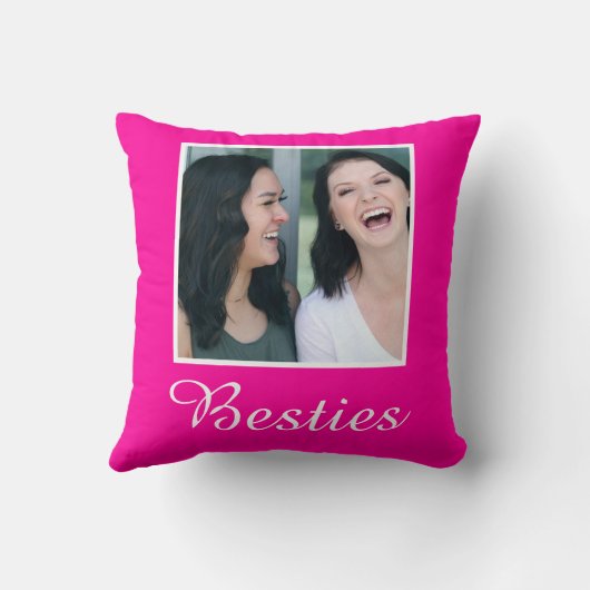 ピンクパーソナライズされたの明るい赤紫色無地のカラー写真 クッション (裏面)