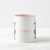 ピンクパーソナライズされたの柄の可愛いカウマグカップ マグカップ (中央)