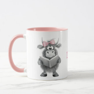 ピンクパーソナライズされたの柄の可愛いカウマグカップ マグカップ