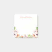 ピンクパーソナライズされたの水カラーフローラボーホ ポストイット (正面)