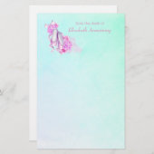ピンクパーソナライズされたの水色バレエ靴 便箋 (正面/裏面)