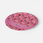 ピンクパーソナライズされたの消防車の名前をrainbow ペーパープレート (アングル)