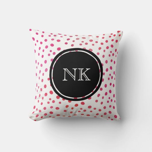 ピンクパーソナライズされたの点枕 クッション (正面)