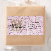 ピンクパーソナライズされたの牛革の出荷住所 シール (インサイチュ)