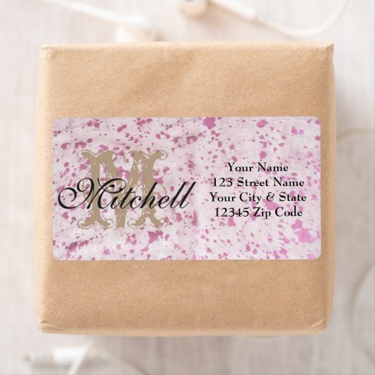 ピンクパーソナライズされたの牛革の出荷住所 シール (インサイチュ)