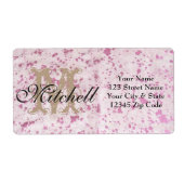 ピンクパーソナライズされたの牛革の出荷住所 シール (正面)