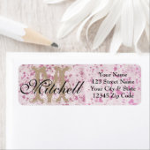 ピンクパーソナライズされたの牛革差出人住所ラベル ラベル (インサイチュ)