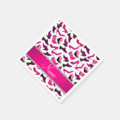 ピンクパーソナライズされたの白い女性の靴のパターンの名前 スタンダードカクテルナプキン (角)