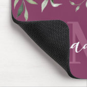 ピンクパーソナライズされたの白フローラ名モノグラム マウスパッド (コーナー)