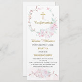 ピンクパーソナライズされたの確認祈りの言葉カード メニュー (正面/裏面)