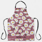 ピンクパーソナライズされたの素敵なデイジーの名前 エプロン (正面)