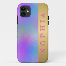 ピンクパーソナライズされたの緑と青のグラデーション iPhone 11 ケース