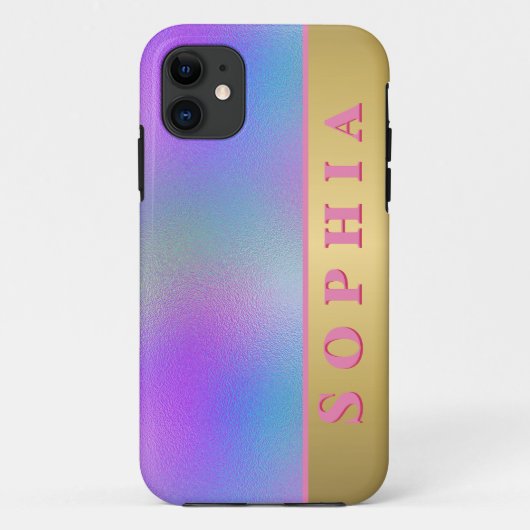 ピンクパーソナライズされたの緑と青のグラデーション Case-Mate iPhoneケース (裏面)