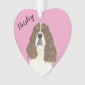 ピンクパーソナライズされたの肝臓の白いイングリッシュスリンガー オーナメント (正面)