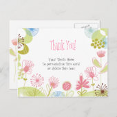 ピンクパーソナライズされたの花ありがとうポストカード ポストカード (正面/裏面)