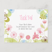 ピンクパーソナライズされたの花ありがとうポストカード ポストカード (正面)