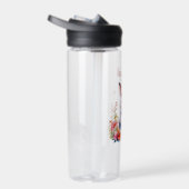 ピンクパーソナライズされたの花を咲かせたウサギ ウォーターボトル (右面)