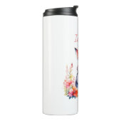 ピンクパーソナライズされたの花を咲かせたウサギ タンブラー (回転左)