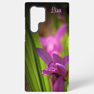 ピンクパーソナライズされたの花サムスンケース SAMSUNG GALAXY S22 ULTRAケース