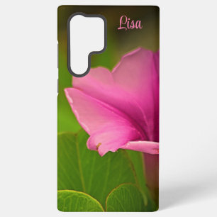 ピンクパーソナライズされたの花サムスンケース SAMSUNG GALAXY S22 ULTRAケース