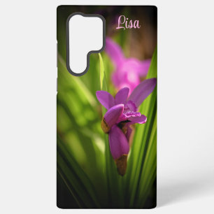 ピンクパーソナライズされたの花サムスンケース SAMSUNG GALAXY S22 ULTRAケース