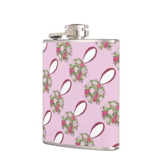 ピンクパーソナライズされたの花バラ結婚の花束 フラスク (左)