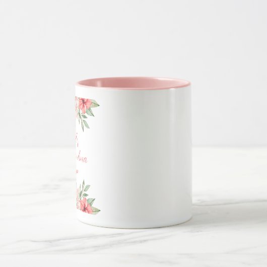 ピンクパーソナライズされたの花ワールドの最高のおばちゃん マグカップ (中央)
