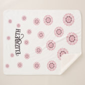 ピンクパーソナライズされたの花柄 シェルパブランケット (正面(横))