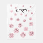 ピンクパーソナライズされたの花柄 フリースブランケット (正面)