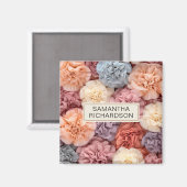 ピンクパーソナライズされたの花 マグネット (正面/裏面)