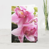 ピンクパーソナライズされたの蘭結婚60周年 カード (正面)