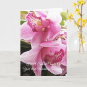 ピンクパーソナライズされたの蘭65結婚周年 カード (黄色い花)