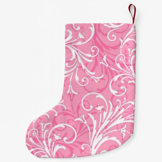 ピンクパーソナライズされたの装飾的なクリスマスストッキング スモールクリスマスストッキング (裏面)