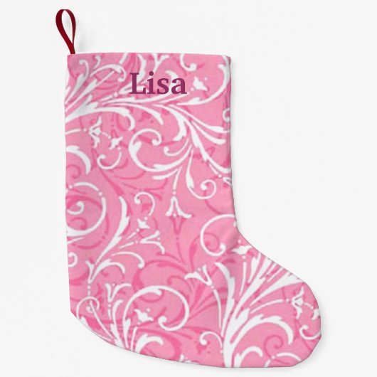ピンクパーソナライズされたの装飾的なクリスマスストッキング スモールクリスマスストッキング (正面)