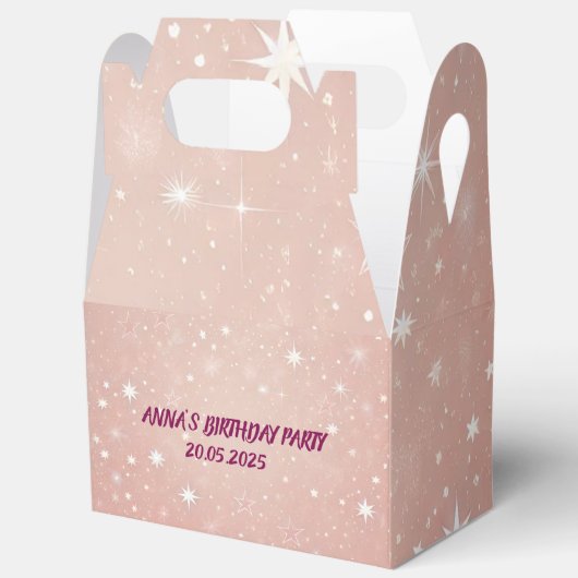 ピンクパーソナライズされたの誕生日特典ボックス フェイバーボックス (見開き)