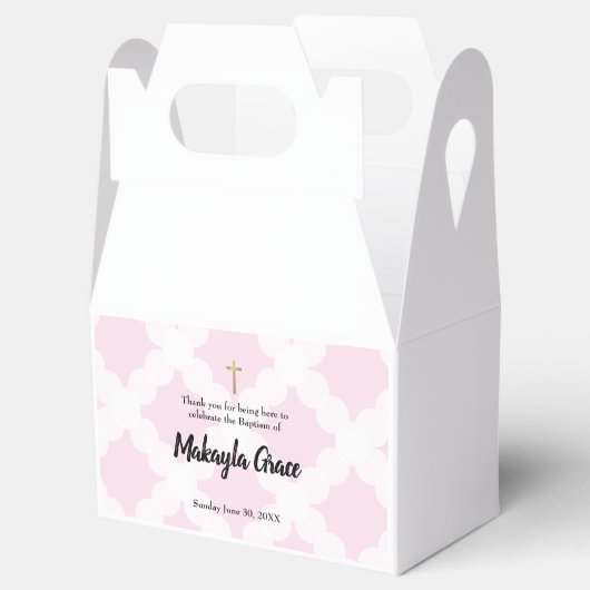 ピンクパーソナライズされたの赤ちゃん女の子バプテスマありがとうギフト フェイバーボックス (オープン)