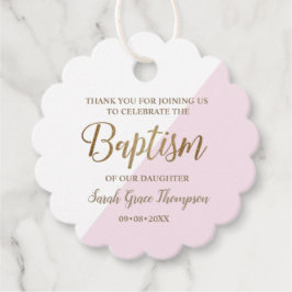 ピンクパーソナライズされたの赤ん坊の女の子のバプテ感謝していィス フェイバータグ