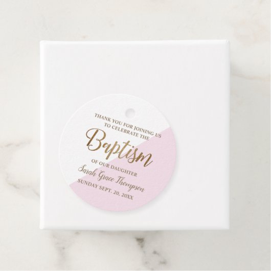 ピンクパーソナライズされたの赤ん坊の女の子のバプテ感謝していィス フェイバータグ (インサイチュ)