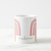 ピンクパーソナライズされたの赤面抽象芸術シェイプMag コーヒーマグカップ (中央)
