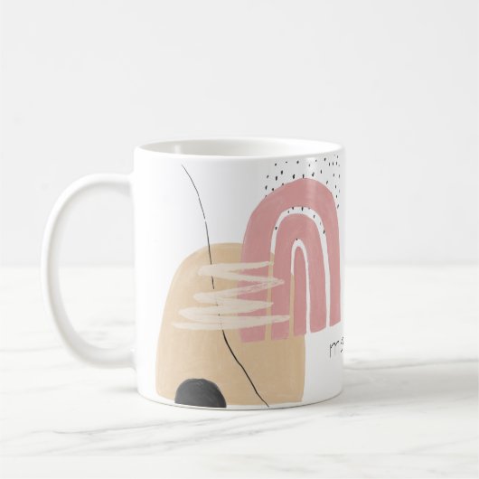 ピンクパーソナライズされたの赤面抽象芸術シェイプMag コーヒーマグカップ (左)