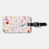 ピンクパーソナライズされたの野花 ラゲッジタグ (正面横)
