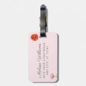 ピンクパーソナライズされたの野花 ラゲッジタグ (裏面縦)