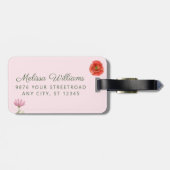 ピンクパーソナライズされたの野花 ラゲッジタグ (裏面横)