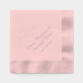 ピンクパーソナライズされたの銀箔ナプキン 箔ナプキン (正面)