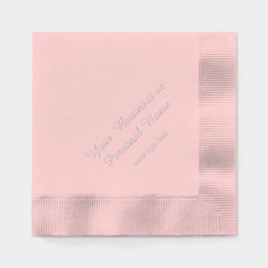 ピンクパーソナライズされたの銀箔ナプキン 箔ナプキン (正面)
