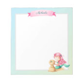 ピンクパーソナライズされたの髪のパステルマーメイド ノートパッド (正面)