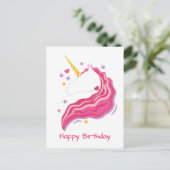 ピンクパーソナライズされたの魔法のユニコーン ポストカード (スタンド正面)