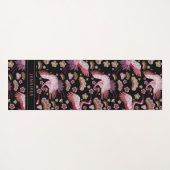 ピンクパーソナライズされたの鶴の鳥花柄 ヨガマット (裏面(横))
