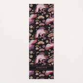 ピンクパーソナライズされたの鶴の鳥花柄 ヨガマット (裏面)