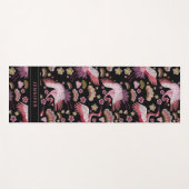 ピンクパーソナライズされたの鶴の鳥花柄 ヨガマット (正面(横))